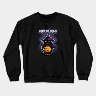 Cat Witch Trick or Treat Crewneck Sweatshirt